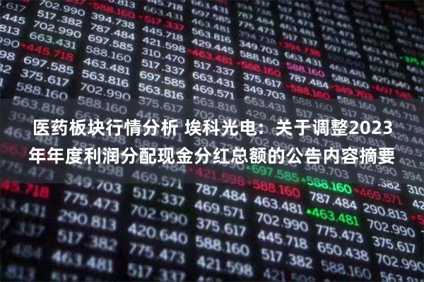 医药板块行情分析 埃科光电:  关于调整2023年年度利润分配现金分红总额的公告内容摘要