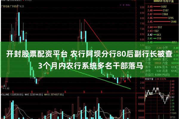 开封股票配资平台 农行阿坝分行80后副行长被查 3个月内农行系统多名干部落马