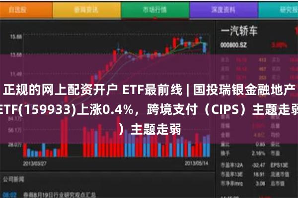 正规的网上配资开户 ETF最前线 | 国投瑞银金融地产ETF(159933)上涨0.4%，跨境支付（CIPS）主题走弱