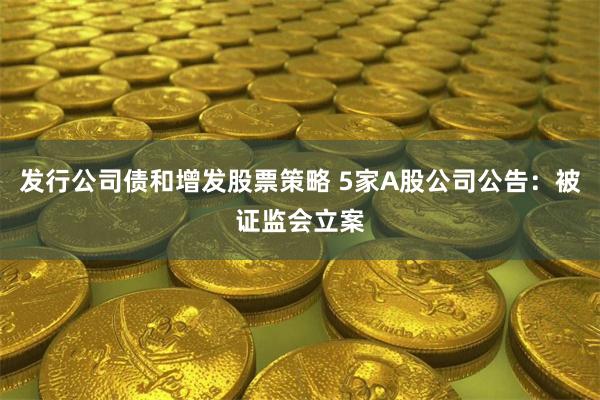 发行公司债和增发股票策略 5家A股公司公告：被证监会立案