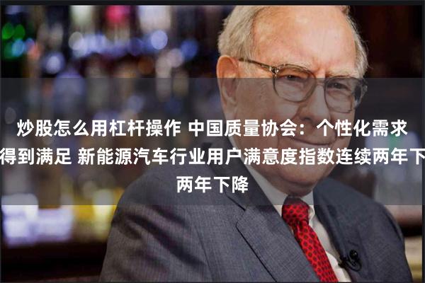 炒股怎么用杠杆操作 中国质量协会：个性化需求未得到满足 新能源汽车行业用户满意度指数连续两年下降