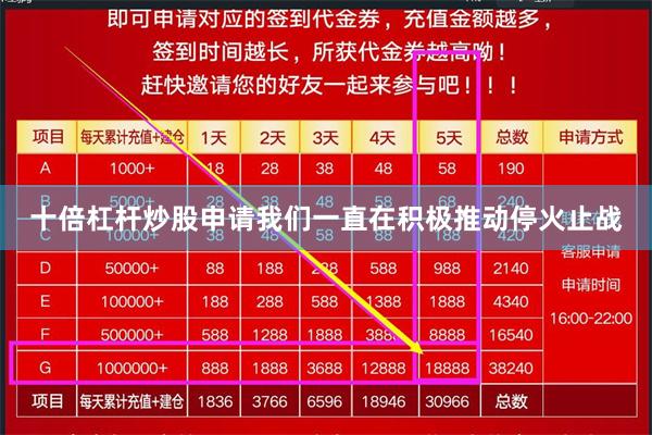 十倍杠杆炒股申请我们一直在积极推动停火止战